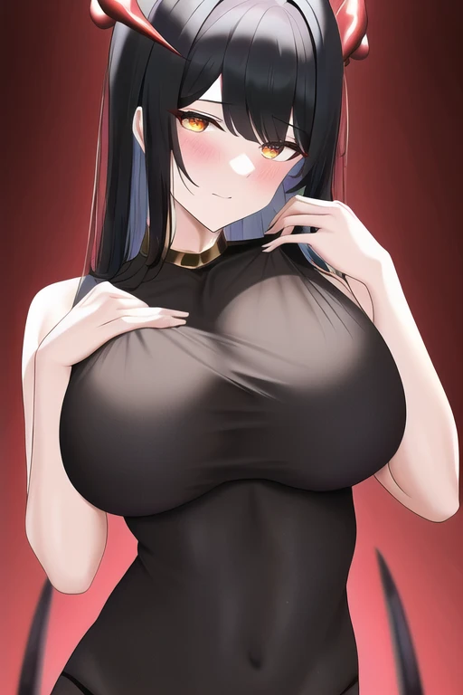 [NovelAI] Straight hair Self-massage of breasts Devil [Illustration]